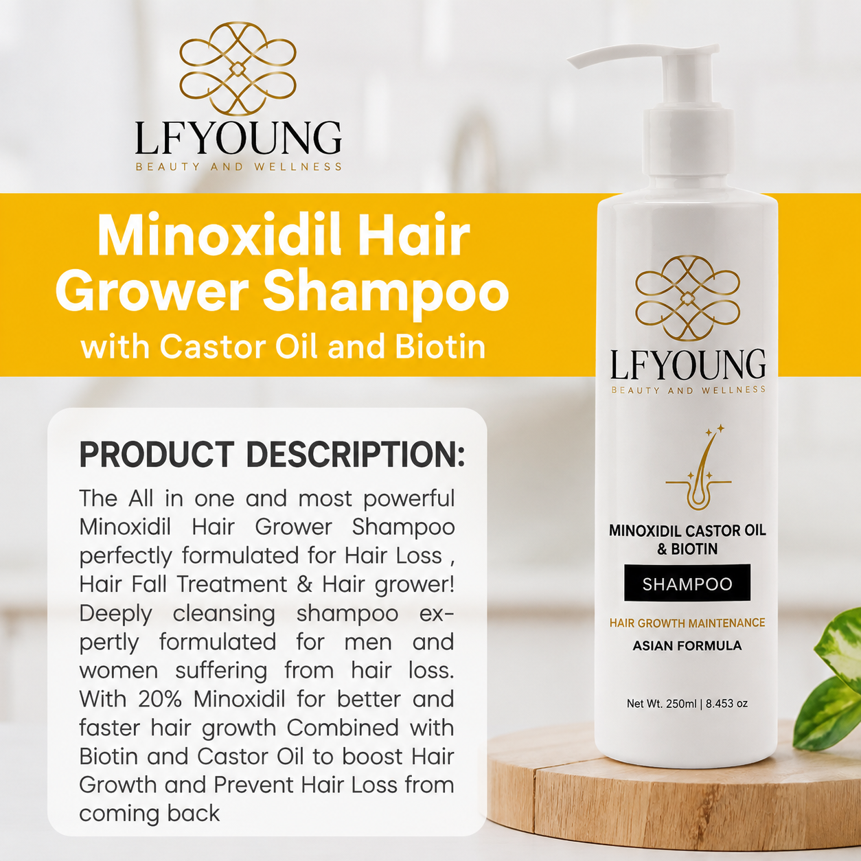 [BUNDLE] LFYoung Minoxidil Hair Grower Shampoo and LF Young Biotin Conditioner with Vit. E