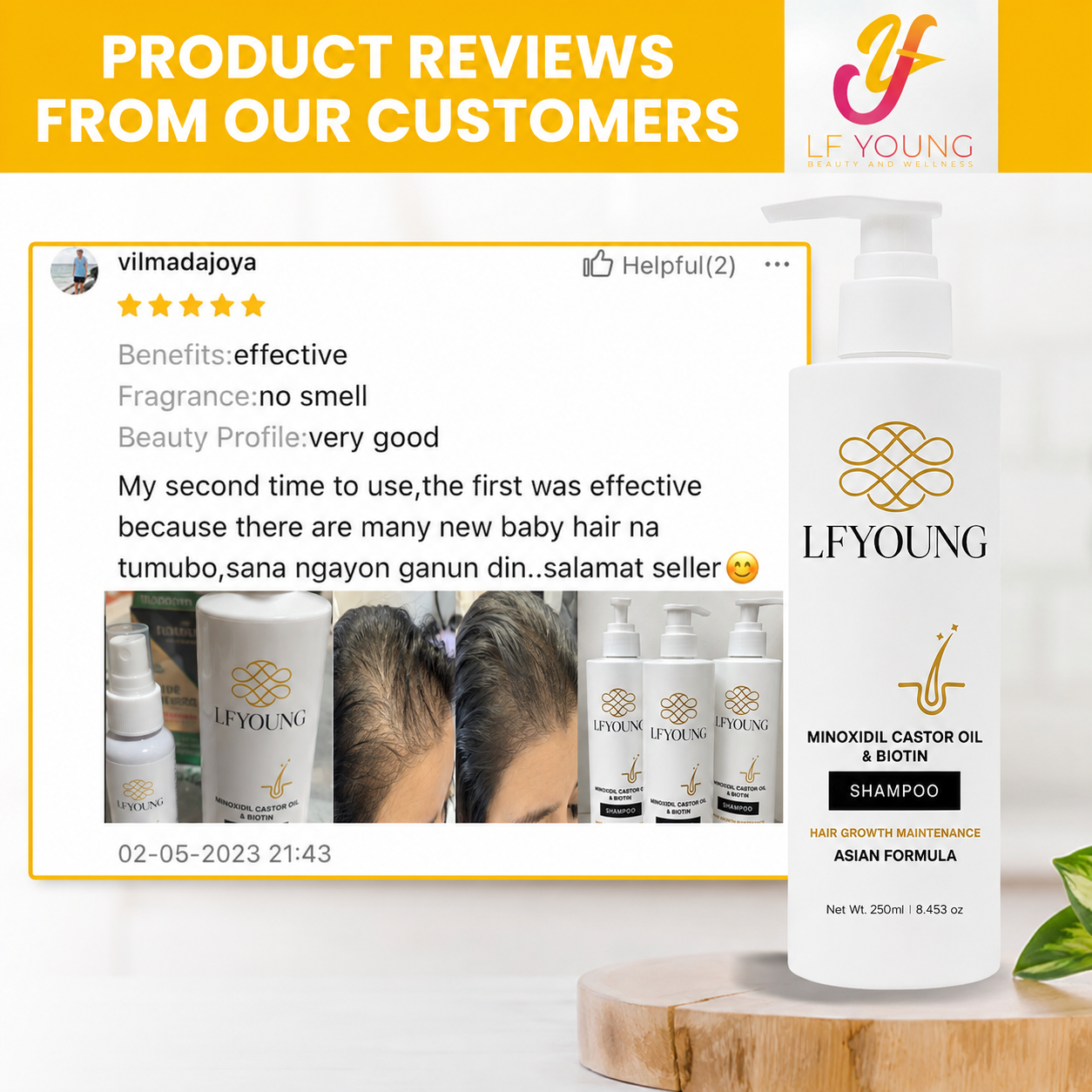 [BUNDLE] LFYoung Minoxidil Hair Grower Shampoo and LF Young Biotin Conditioner with Vit. E