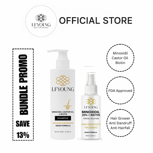 [BUNDLE] Shampoo + Solution Minoxidil Hairgrower Shampoo 250mL for Hair Loss Treatment by LF Young
